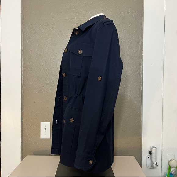 Brooks Brothers Women’s Navy Utility Jacket Size M | Button Front Belted Waist - Picture 3 of 14